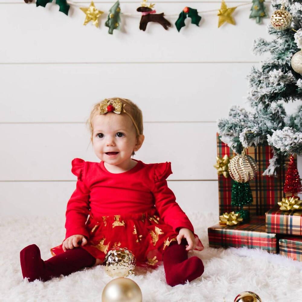 NEW SWEET WINK reindeer long sleeve tutu bodysuit in red